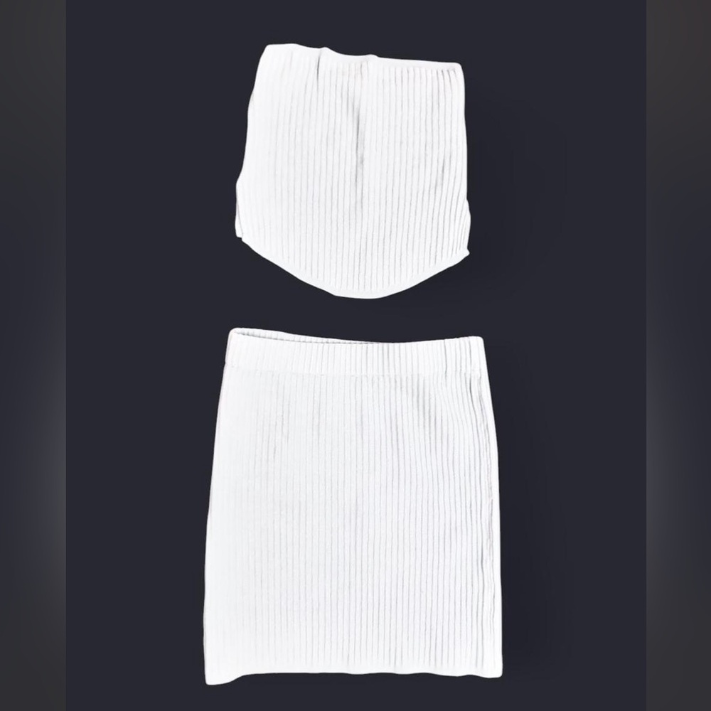 Baby Blue Ribbed Tube Top & Skirt Set